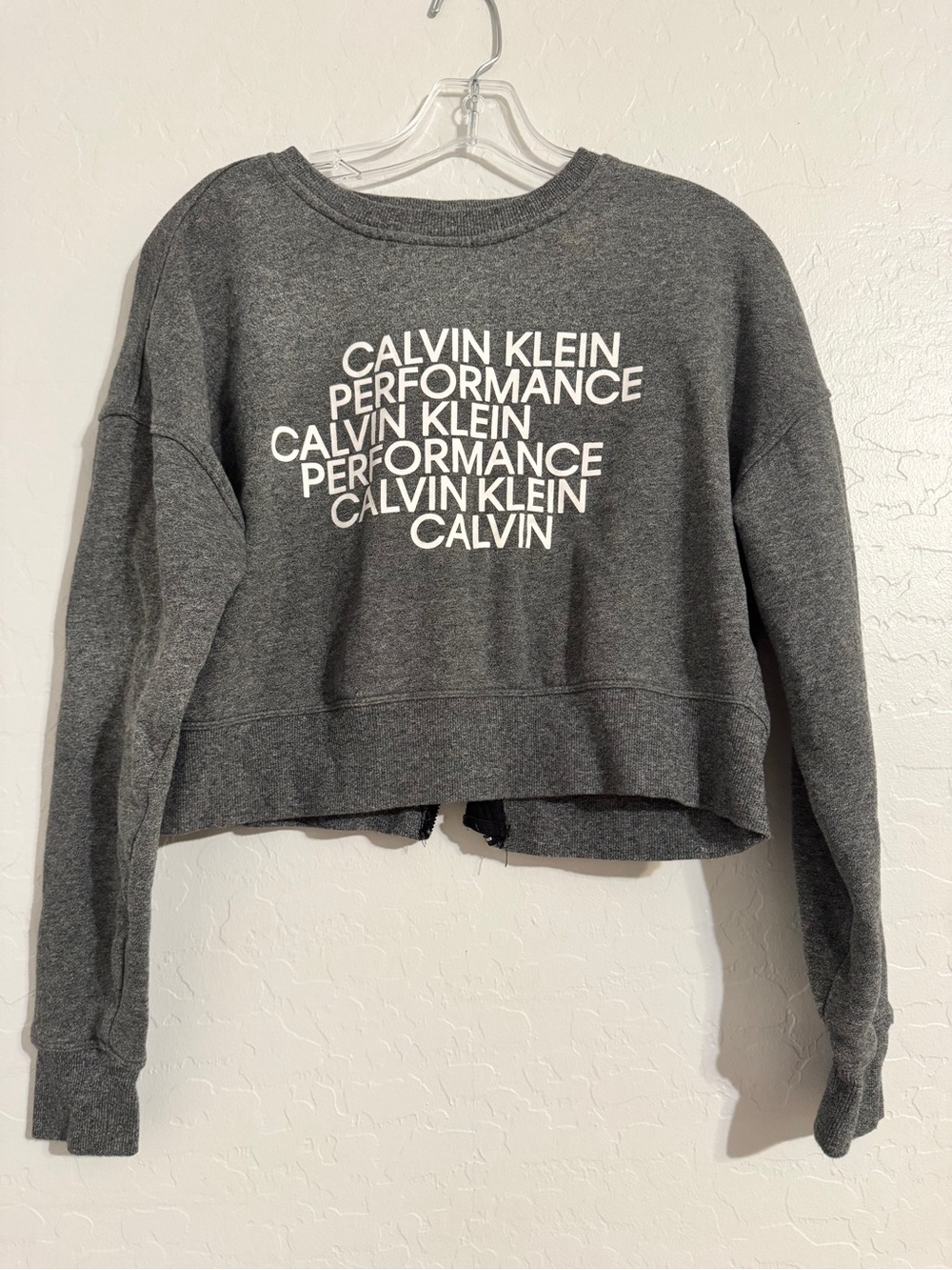 👚Calvin Klein Performance Women's Gray Logo  Crewneck Pullover Sweatshirt S